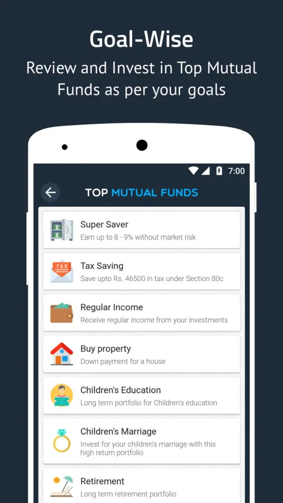 Mutual Fund App EquitySeeds Goal Planning Feature
