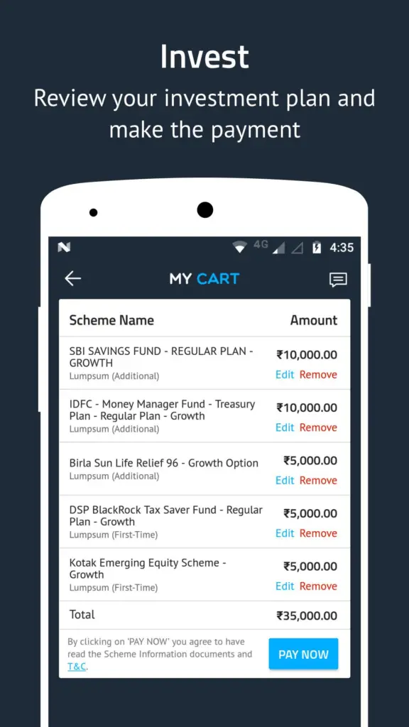 Mutual Fund App EquitySeeds Order Status Check Feature