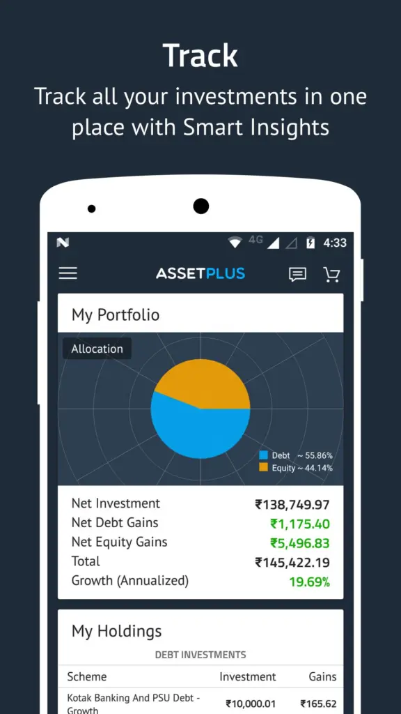 Mutual Fund App EquitySeeds Tracking Portfolio Feature